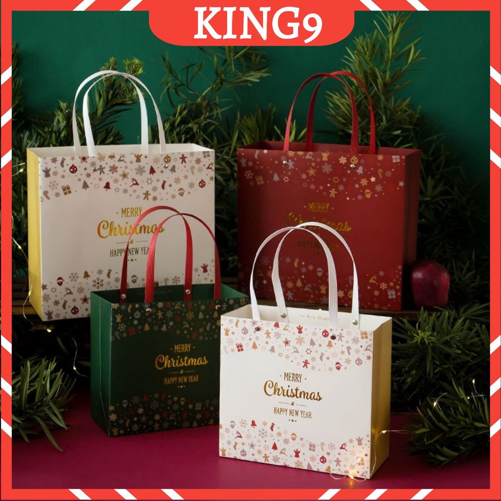 Túi quà giáng sinh merry christmas quai đinh chắc chắn không kèm hộp phụ kiện quà tặng king9