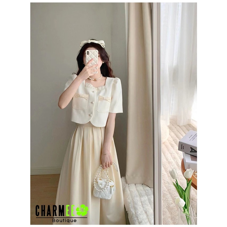 Set Áo Khoác Dạ + Chân Váy Dài (Hàng Nhập QC)