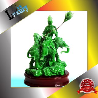 Tượng Bồ Tát Phổ Hiền xanh ngọc cao 25cm, Phật Bản Mệnh Của Người Tuổi Thìn, Tuổi Tỵ - Luxury Art