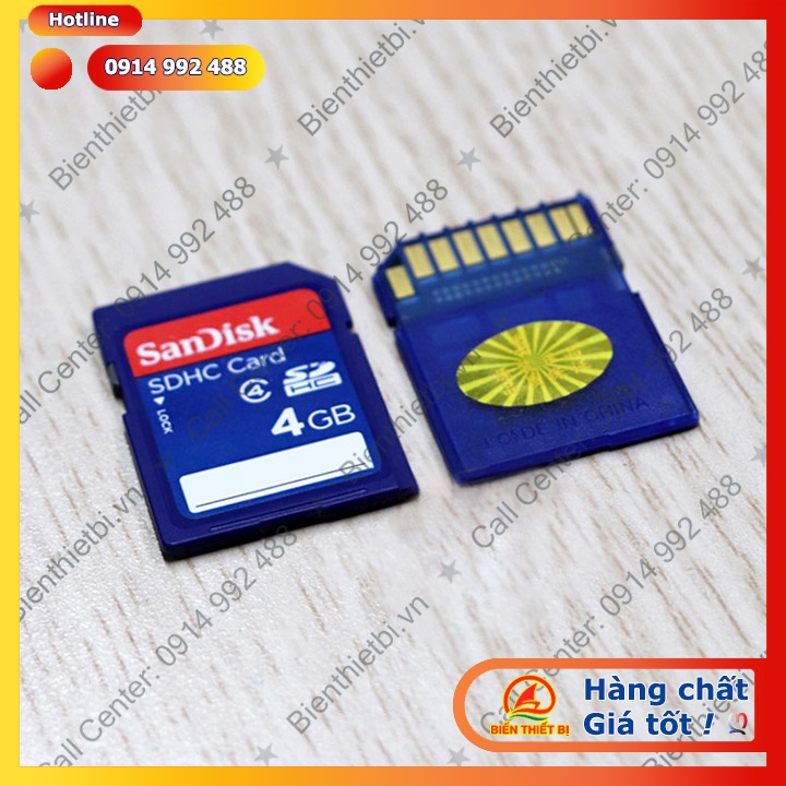 Thẻ nhớ SD Sandisk 4GB Class cho máy tính công nghiệp, Laptop, máy ảnh, PDA và các thiết bị điện tử khác.