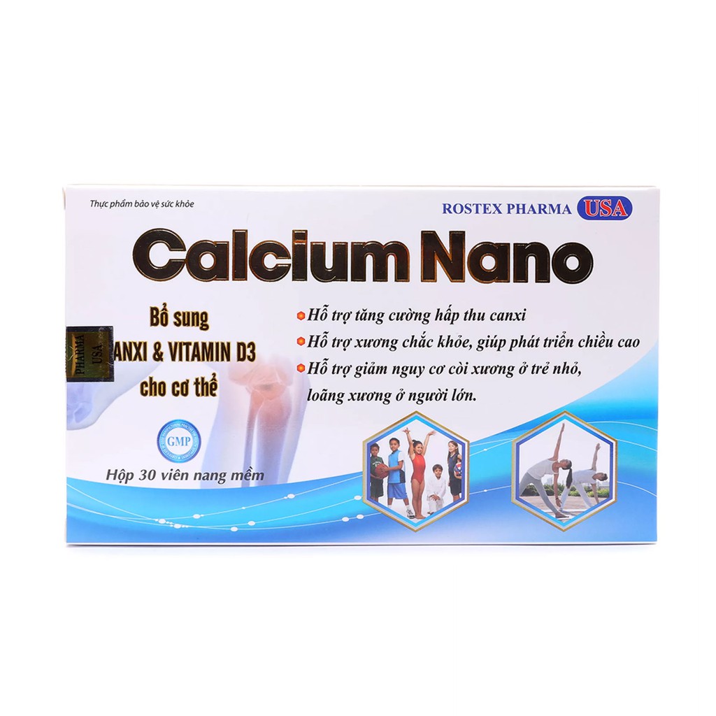 Viên uống CALCIUM NANO bổ sung canxi vitamin D3 giúp tăng chiều cao, chắc xương 30 viên