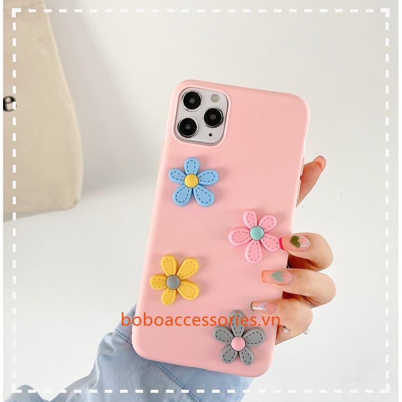 Ốp lưng TPU dẻo hình hoa 3D dễ thương cho iPhone XR X XS Max 5 5S SE 12 Mini 11 12 Pro Max