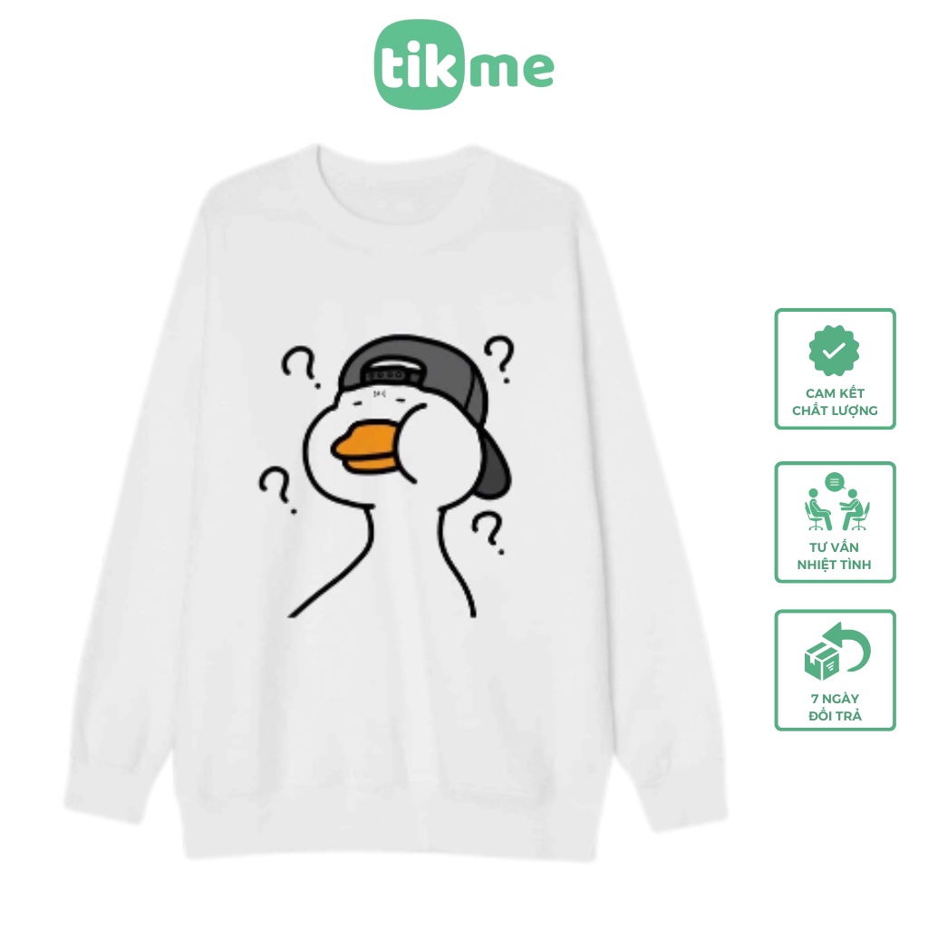 Áo nỉ sweater tikme dáng rộng vịt và những câu hỏi có ảnh thật shop tự chụp size XS-2XL