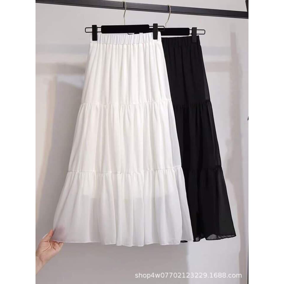 [ Mã FADIRECT5K giảm 5K đơn bất kỳ] Chân váy🦋SALE🦋 Dáng dài vintage siêu hot obiking hai màu đen trắng V13 | BigBuy360 - bigbuy360.vn