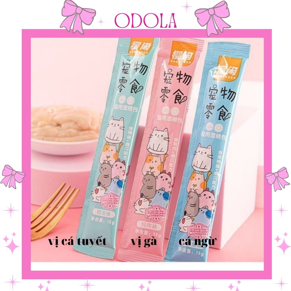 Súp thưởng ODOLA súp thưởng cho mèo shizuka giàu dinh dưỡng, nhiều vitamin thanh 15gr ST002