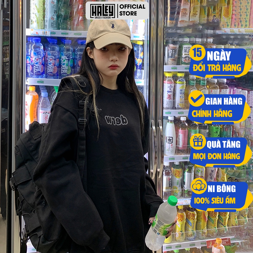 Áo Sweater mã HD222 Nam Nữ unisex HALEY phong cách Hàn Quốc cá tính, Chất nỉ bông đẹp