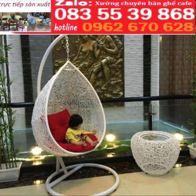Xích đu đơn mây nhựa ( xích đu thư giãn)