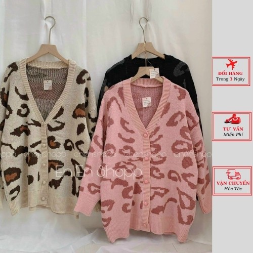 Áo khoác cardigan len nữ họa tiết beo công sở ulzzang Hàn Quốc mùa thu đông