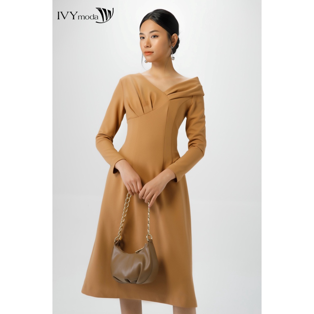 Đầm thun nữ lệch vai IVY moda MS 39B9097