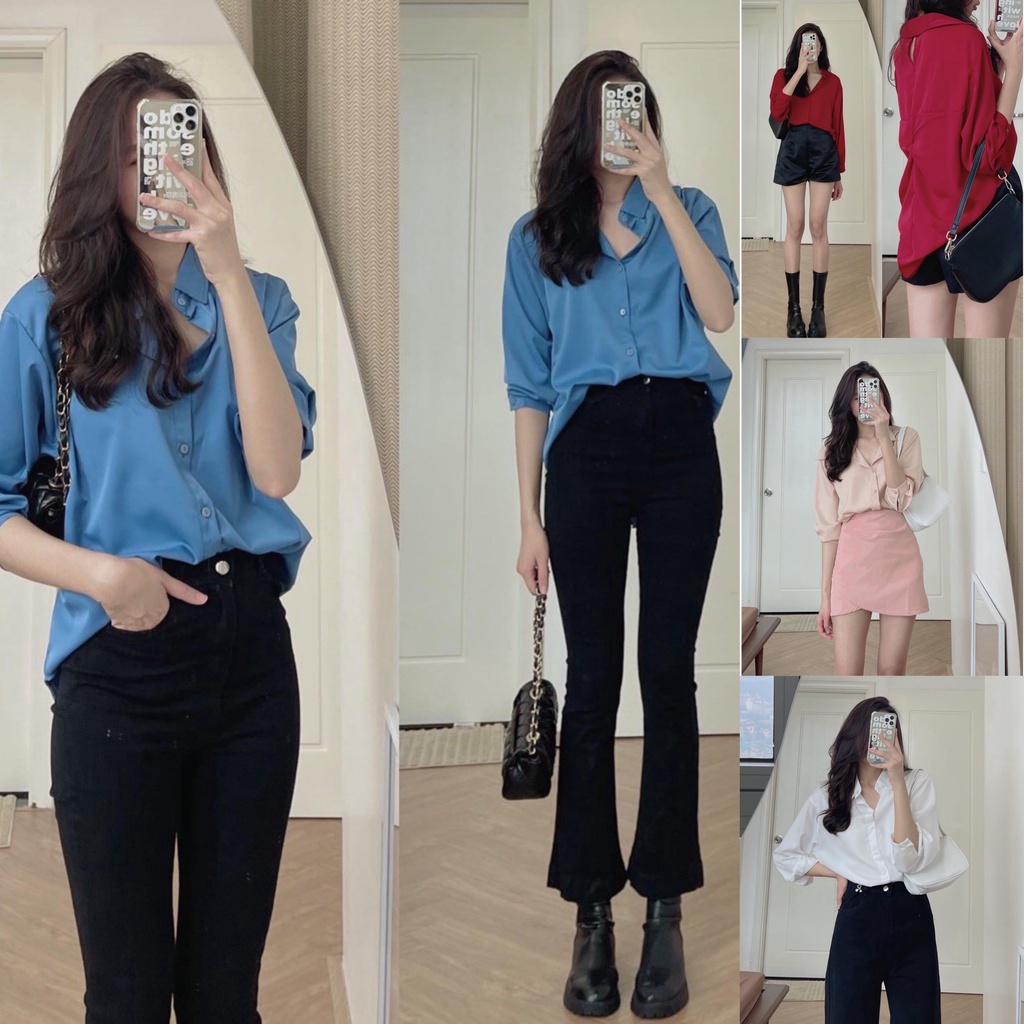 Áo Sơ Mi Nữ oversize kiểu xoắn sau form rộng Lụa dài tay vintage hàn quốc cao cấp trơn kozoda SM62