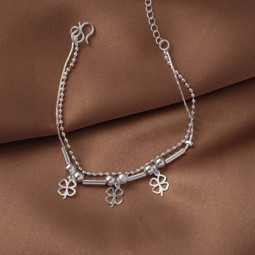 Lắc tay màu bạc mặt hình cỏ bốn lá xinh xắn_AH3 | BigBuy360 - bigbuy360.vn