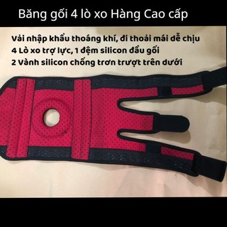 Bó dán gối có 4 lò xo, 1 mút silicon đầu gối hỗ trợ vận động mạnh