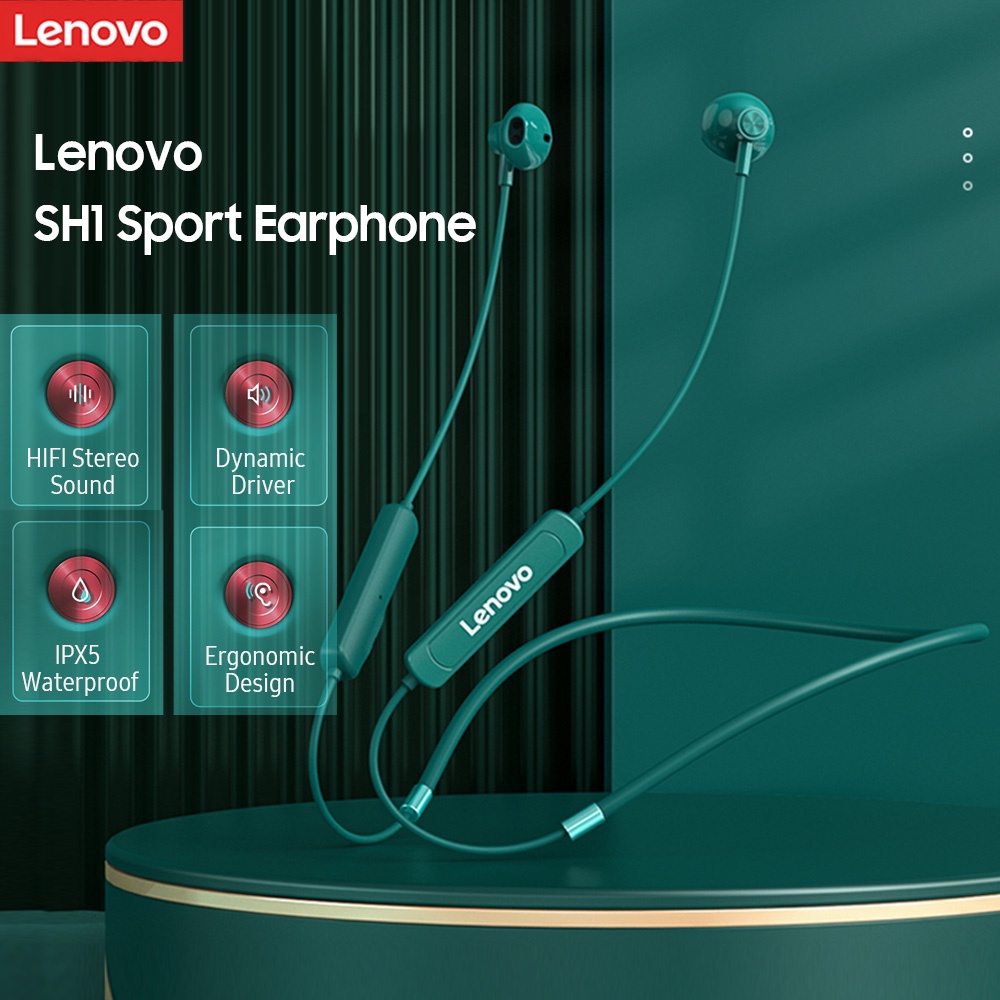 Tai Nghe Bluetooth 5.0 Không Dây Đeo Cổ Lenovo SH1 IPX5 Tích Hợp Mic Phong Cách Thể Thao