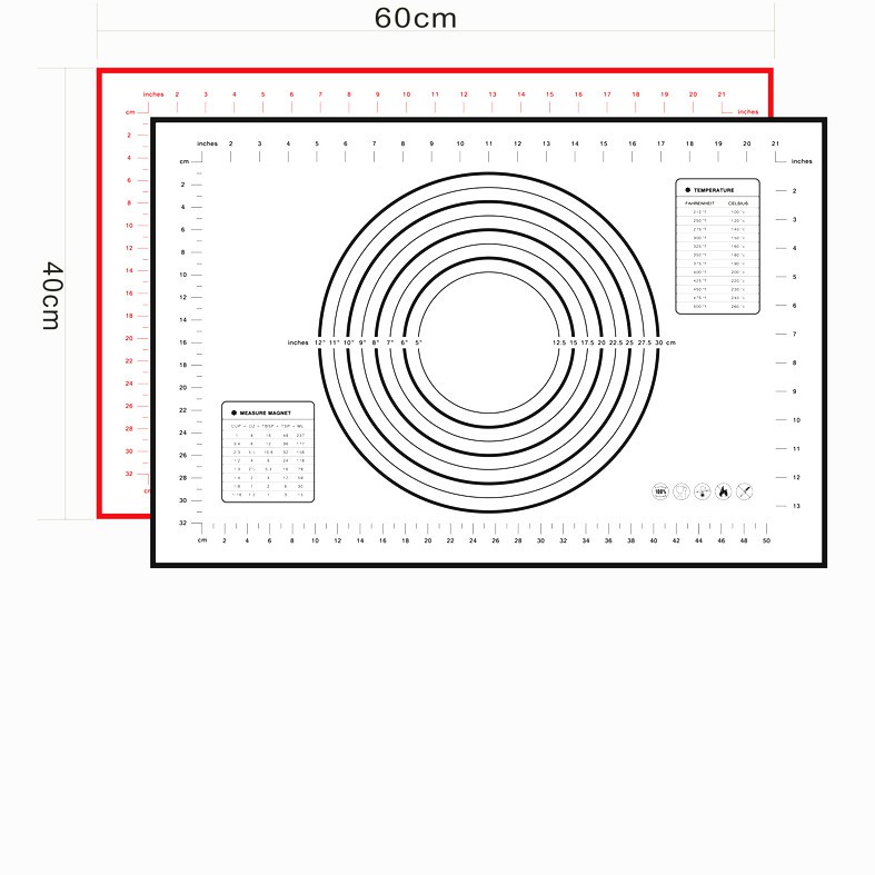 Tấm lót silicon nhào bột chống dính/Silicone Pastry Rolling Mat 40x60cm