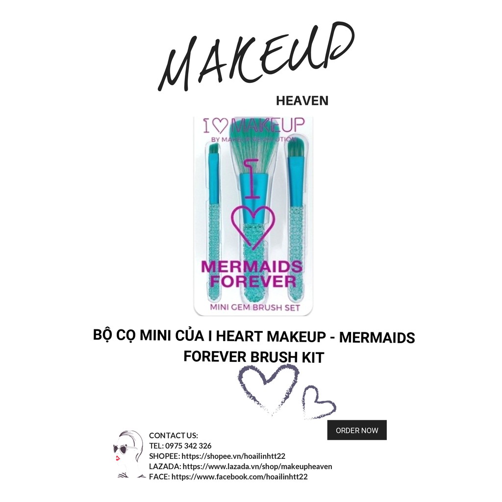 [CÓ SẴN]  Bộ cọ mini của I Heart Makeup - Mermaids Forever Brush Kit - Hàng Nội địa Anh