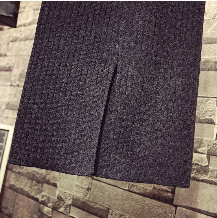 Chân Váy Len Dài Lưng Cao Xẻ Tà Thời Trang Retro Cho Nữ