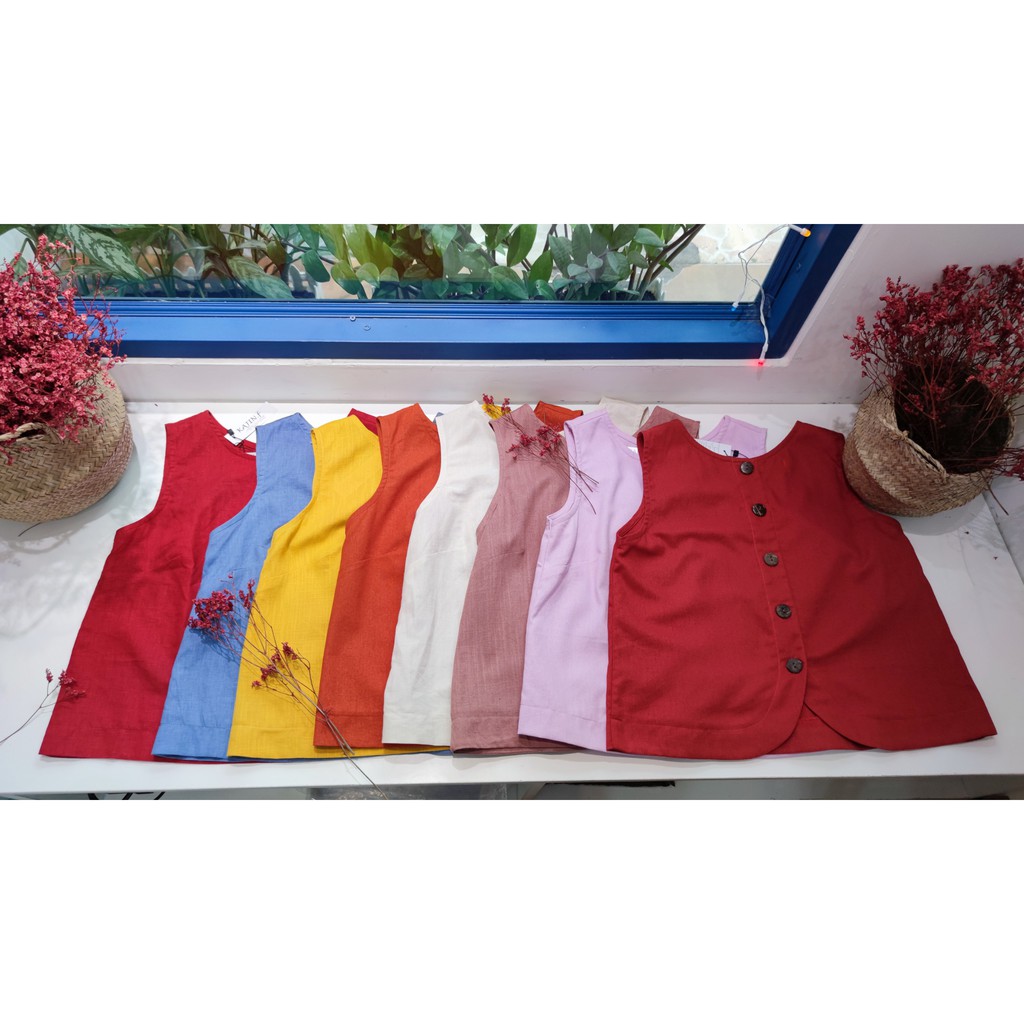 Áo Linen Nút Gỗ Sát Nách | BigBuy360 - bigbuy360.vn