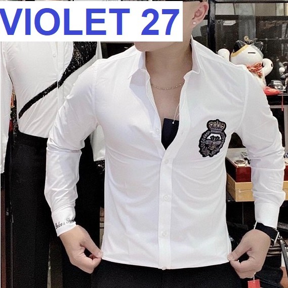 ÁO SƠ MI NAM TRẮNG THÊU LOGO VIỀN CỔ NHIỀU MẪU HÀNG ĐẸP GIÁ BÈO TB24-25-22-27-34-42 VIOLET SHOP