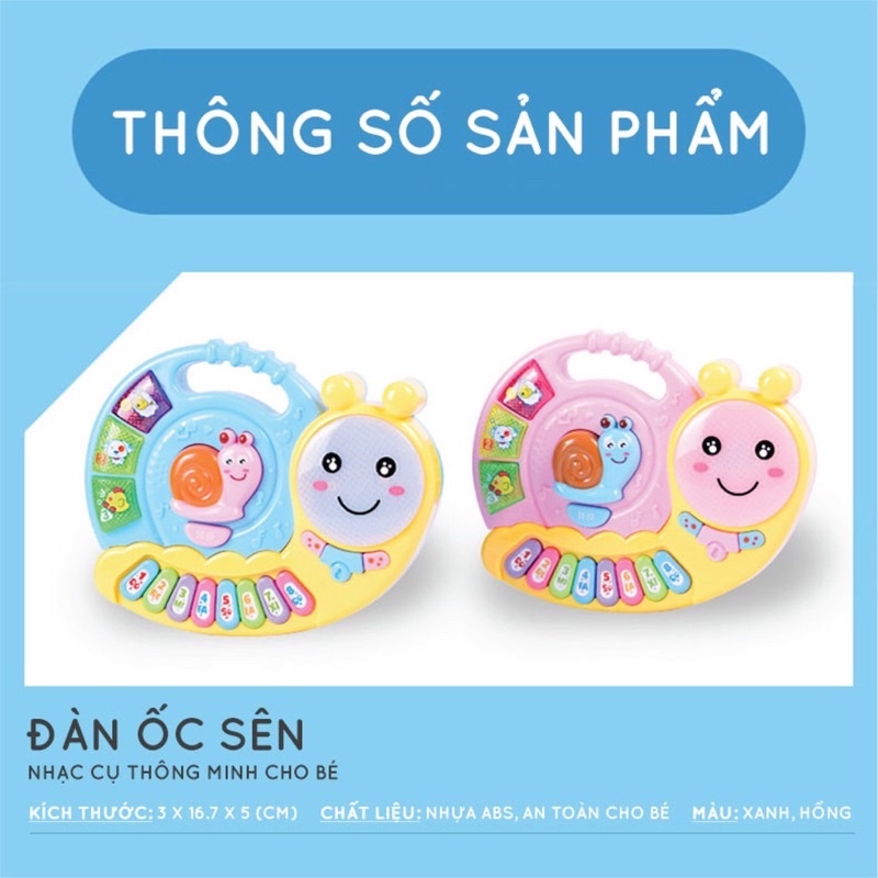 Đàn piano chú ốc sên màu hồng (dùng pin) cho bé