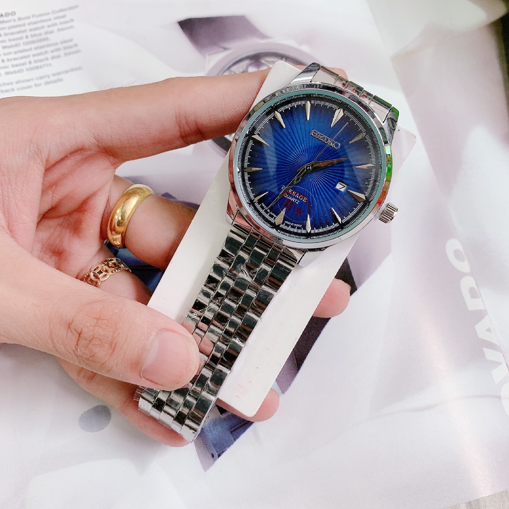 Đồng hồ nam Seiko trắng chất liệu dây kim loại lịch lãm | BigBuy360 - bigbuy360.vn