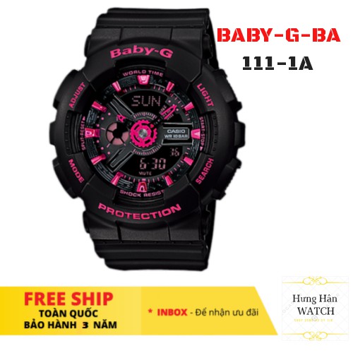 Đồng hồ thể thao nữ Baby-G BA-111-1A full phụ kiện [Hưng Hân Shop]