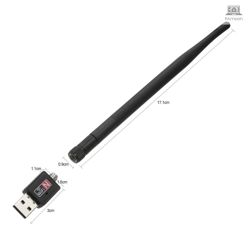 600Mbps Wireless USB WiFi Adapter Dongle 2.4GHz Network LAN Card 802.11b/g/n Standard with 2dBi Detachable Antenna for Desktop Laptop PC Computers