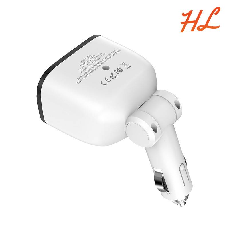 Tẩu Sạc Ô tô Đa Năng Hoco Z28 Chia 2 Tẩu, 2 Cổng USB - Chính Hãng - Hưng Long PC