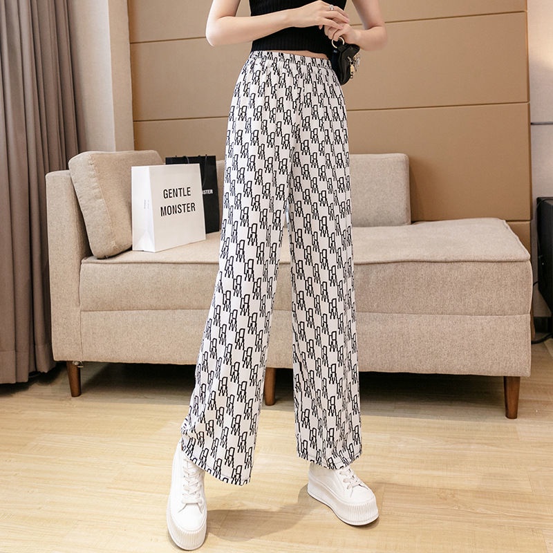 Quần ống rộng Lưng Cao Hoạ Tiết In Thời Trang Mùa Hè Cho Phái Nữ