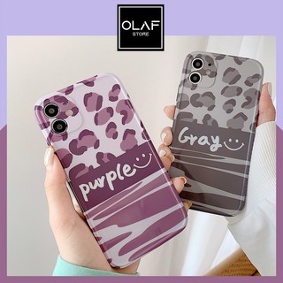 Ốp iPhone đôi retro PURPLE GRAY da báo mặt bóng sang chảnh phong cách Hàn Quốc.Tương thích iPhone 12/11/XsMax/8plus/8/7