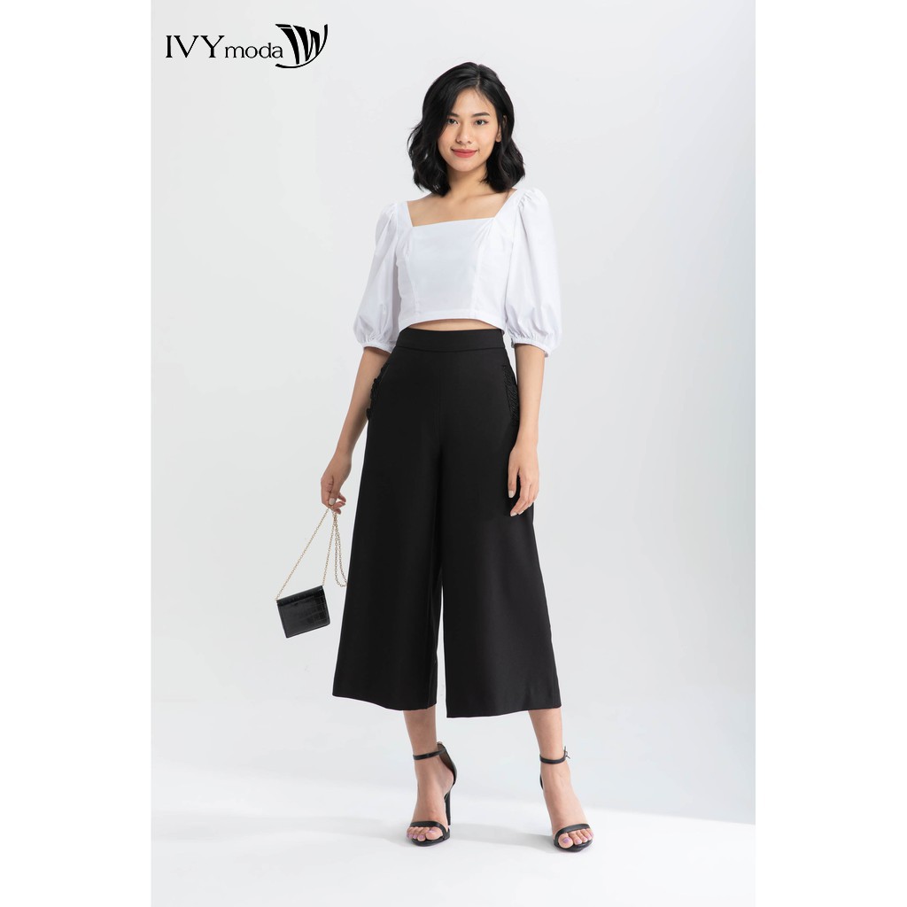 Áo croptop cổ vuông nữ IVY moda MS 16B8562