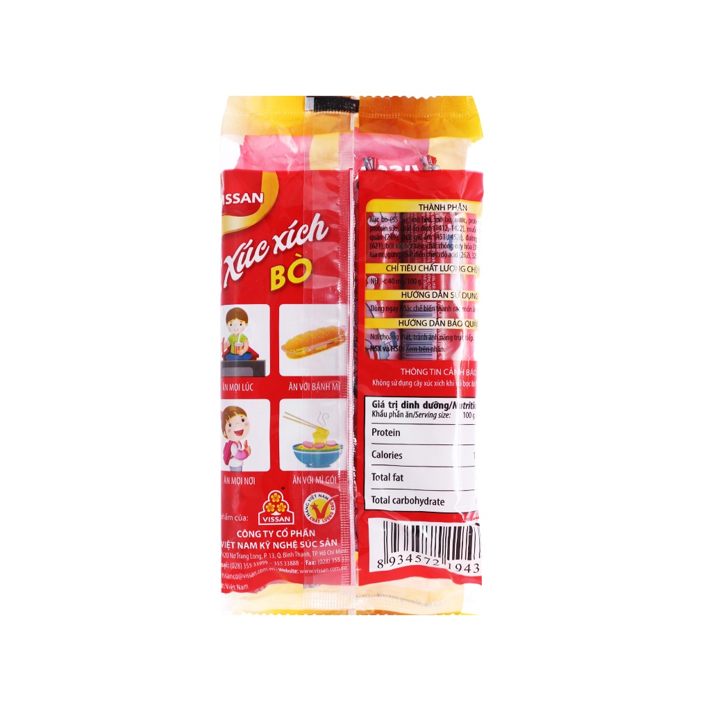 Xúc xích dinh dưỡng DHA bò Vissan gói 5 cây x 35g