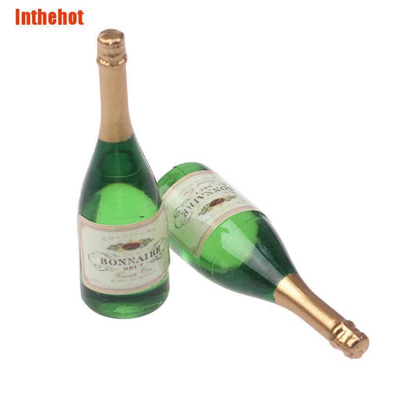 Set 2 mô hình chai sâm panh mini tỉ lệ 1:12 trang trí nhà búp bê