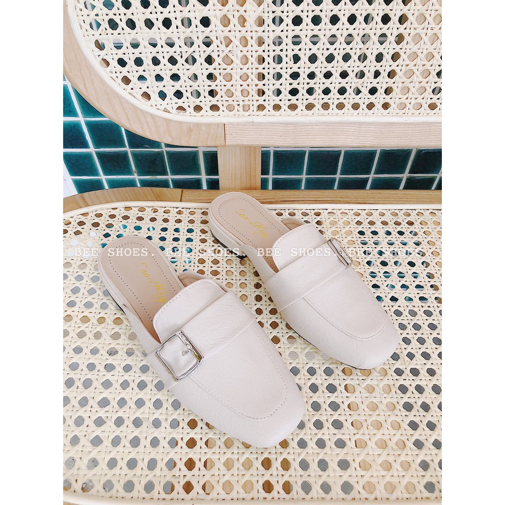 BEESHOES - GIÀY SỤC MŨI TRÒN CAO 2 PHÂN - GIÀY SỤC 2 PHÂN CHẤT DA MÈM ĐI SIÊU EM  SẴN MÀU ĐEN - KEM 2008088