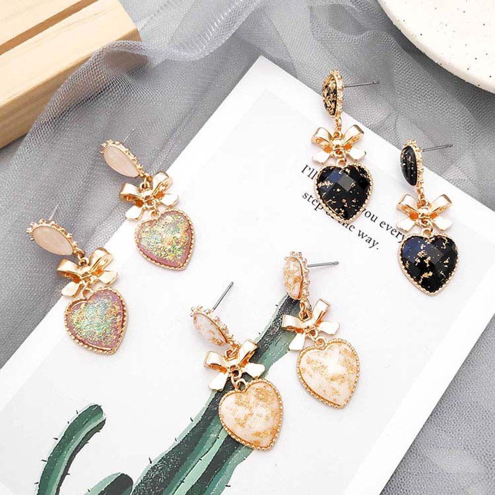 Danilo Bông Tai Hình Nơ Bằng Resin Và Kim Loại Phong Cách Cổ Điển