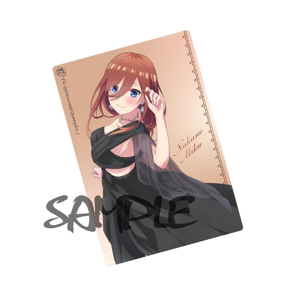 Ảnh card bo góc in hình Gotoubun No Hanayome ver BLACK DRESS Nhà Có 5 Nàng Dâu thẻ bo viền 5*8cm anime chibi