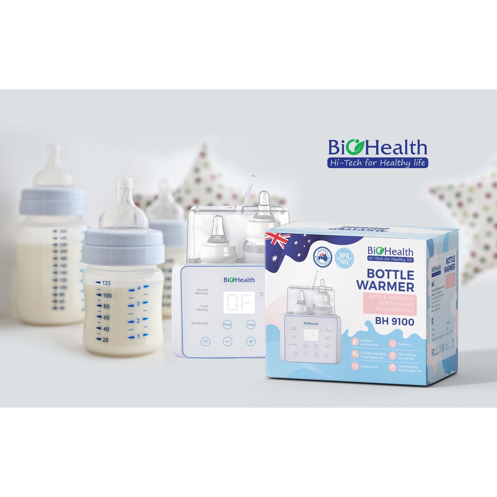 Máy Hâm Sữa &amp; Tiệt Trùng BH9100 - Hâm Nóng Đều 2 Bình - Tiết Kiệm Thời Gian - Sang Trọng, Hiện Đại