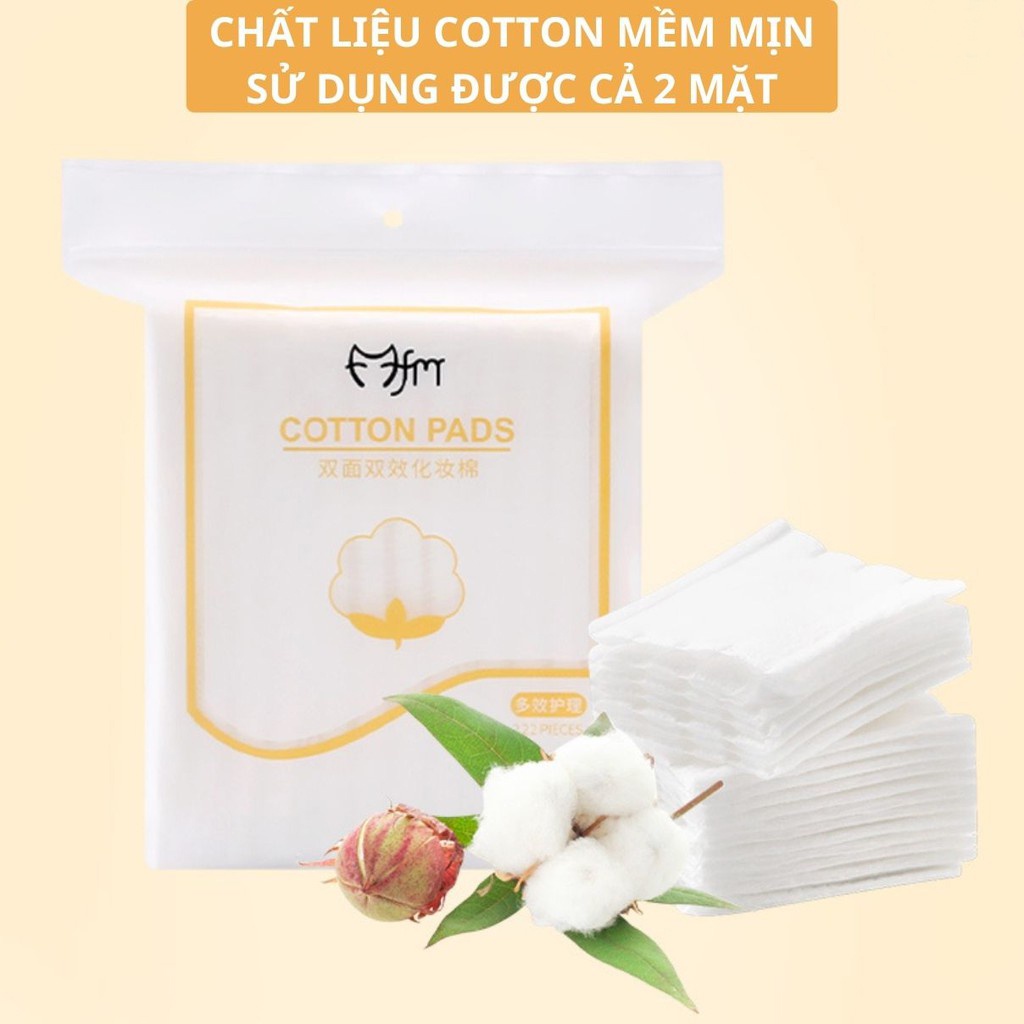 Bông tẩy trang COTTON PADS FM TÚI 222 miếng 3 lớp - Làm sạch lớp trang điểm makeup hiệu quả