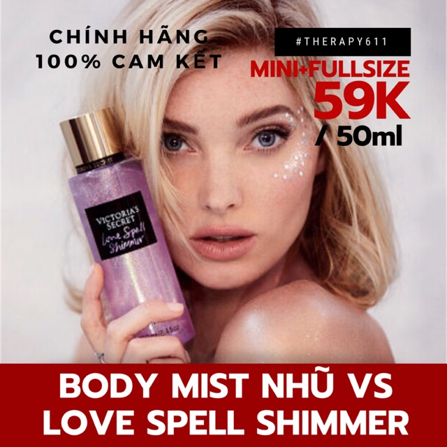 [50ML]..::✨Xịt Thơm Body Victora’s Secret Có Nhũ Love Spell Shimmer 50ml✨::..