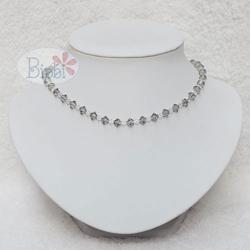 Vòng cổ pha lê Swarovski trắng pha khói