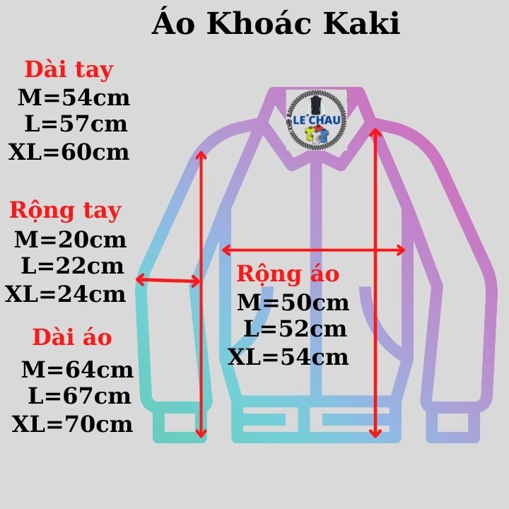 Áo khoác kaki LECHAU AKK01 phối bảng màu trẻ trung