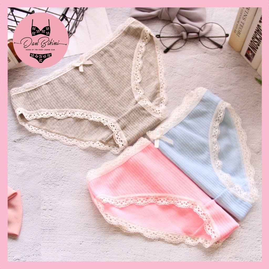 Quần Lót Nữ thun gân tăm viền ren mềm mại tôn dáng gợi cảm co dãn mã 0756