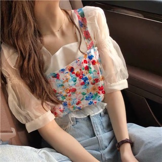 [ ORDER ] Set áo croptop hoa ulzzang