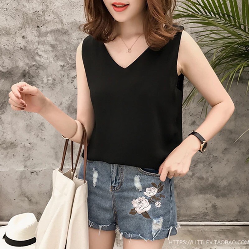 Áo sát nách nữ áo kiểu cổ tim xinh đẹp | BigBuy360 - bigbuy360.vn