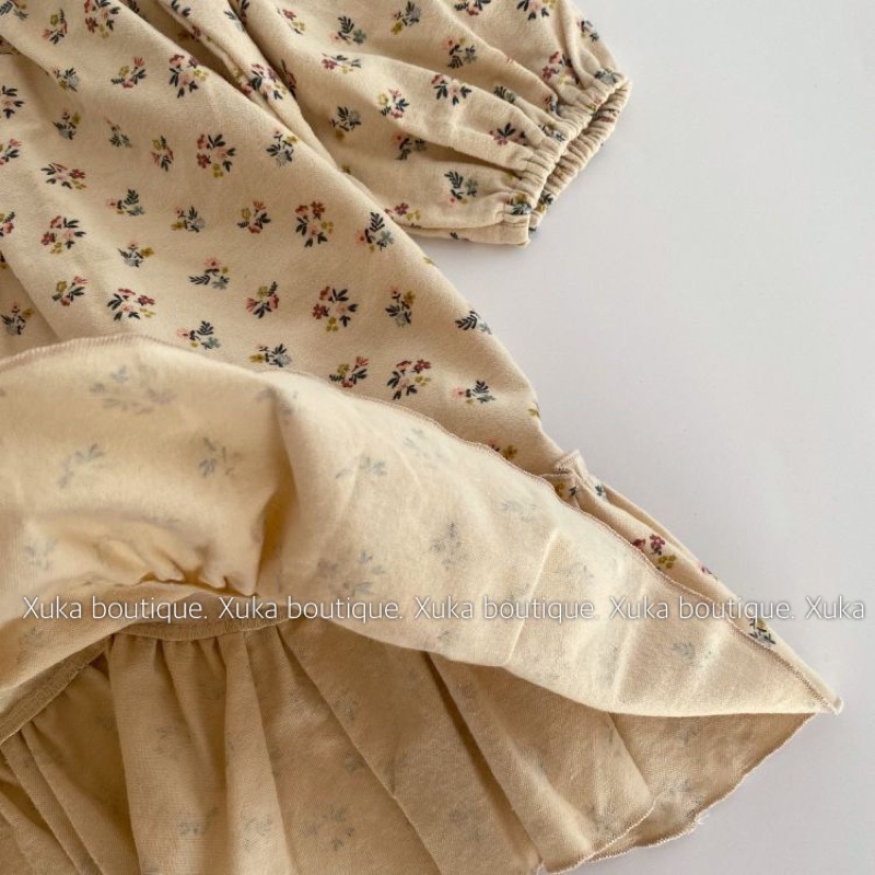 Váy Babydoll Bé Gái dài tay hoa nhí Vintage style Hàn Quốc chất cực đẹp [ Ảnh Thật]