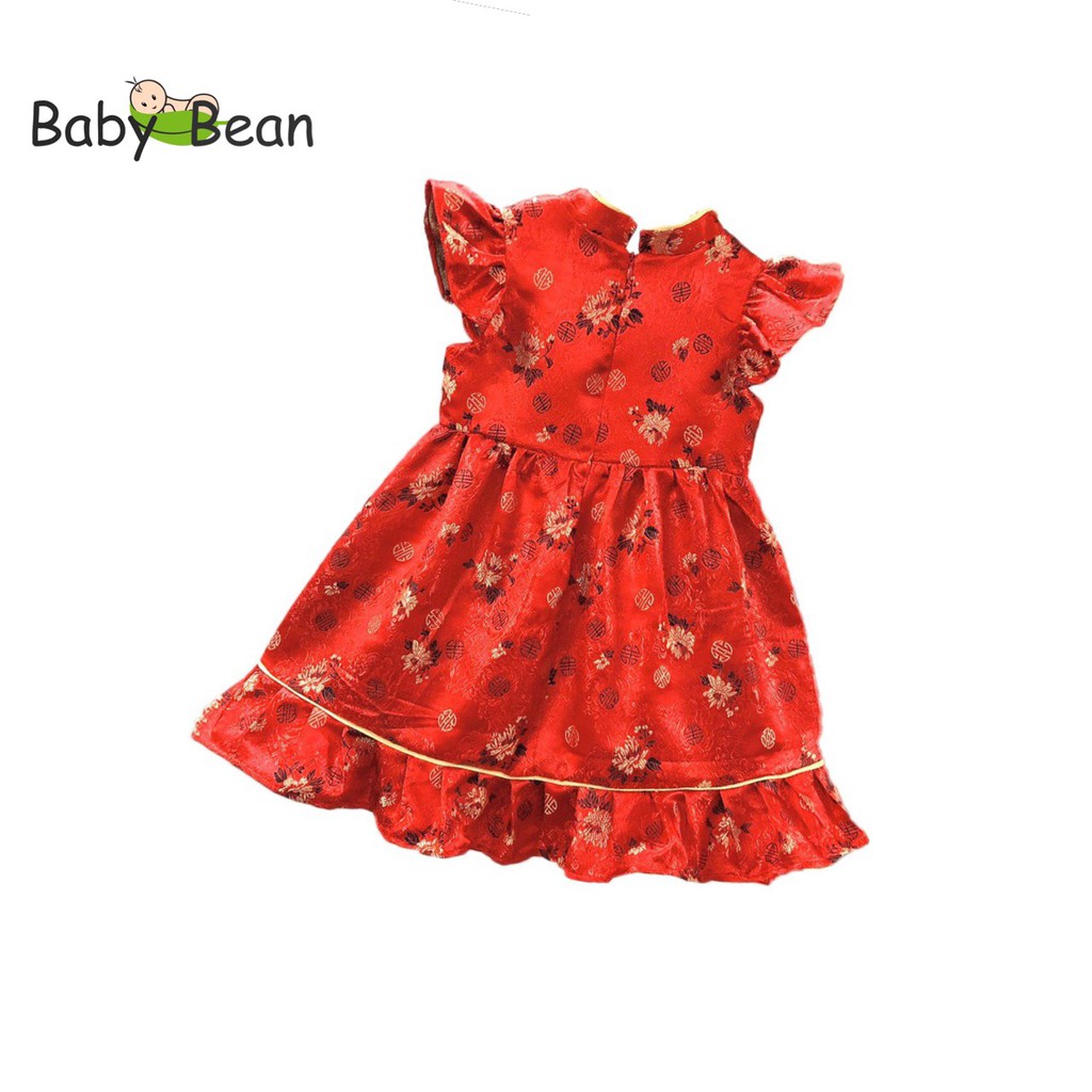 [MÃ THƯƠNG HIỆU UY TÍN Voucher giảm 10%] Đầm Sườn Xám Vải Gấm Cao Cấp Tay Cánh Tiên bé gái BabyBean