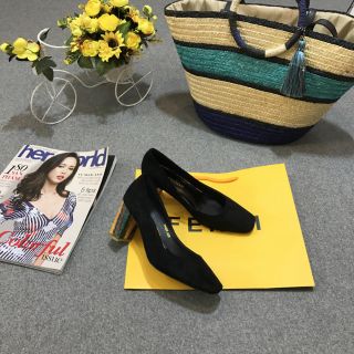 Giầy da lộn nữ gót trụ 9cm