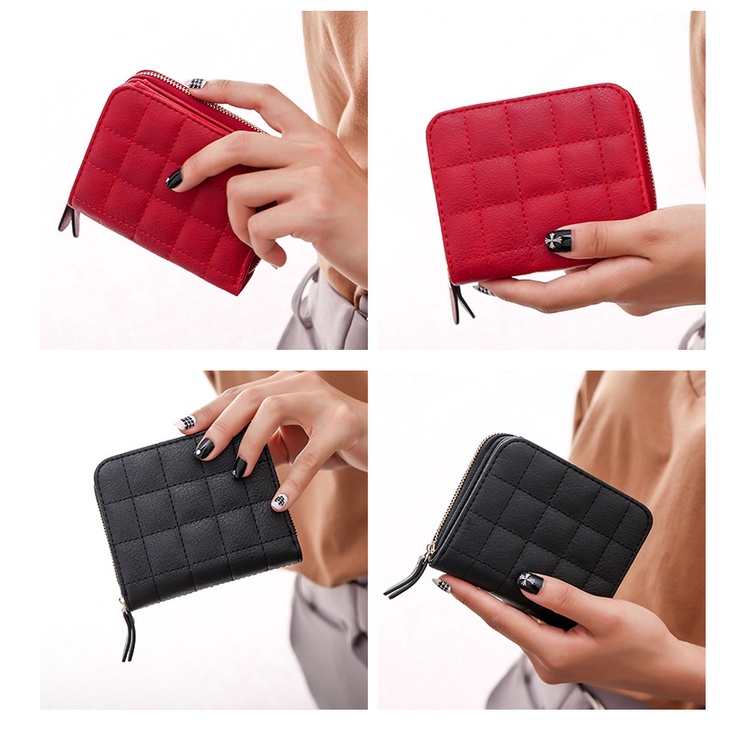 Ví Ngắn Đa Năng Thiết Kế 3 Ngăn Phong Cách Retro Cho Nữ