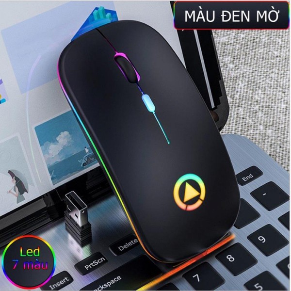 Chuột không dây A2 Pro, chuột máy tính không tạo tiếng ồn, sạc được pin, hiệu ứng đèn Led RGB- Hàng nhập khẩu