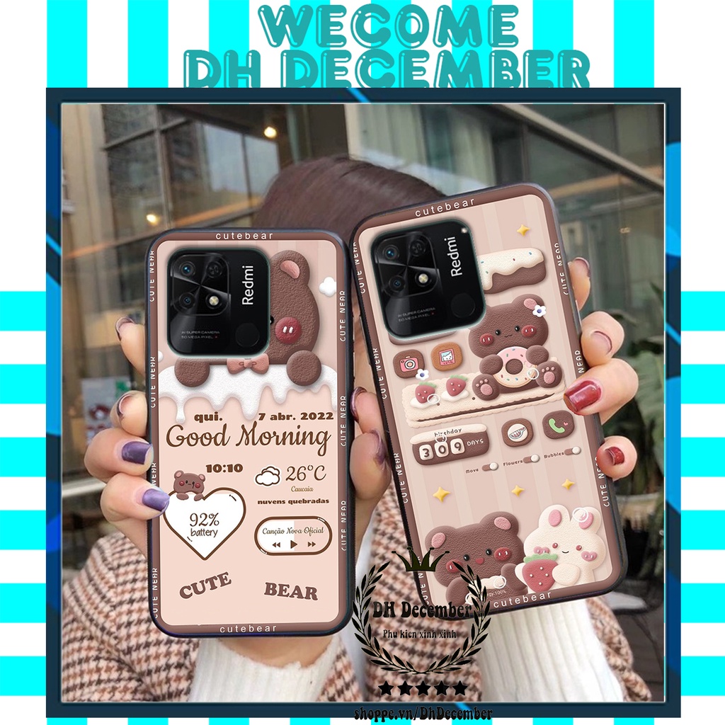 Ốp lưng Xiaomi REDMI 10C in hình 3D GẤU HỒNG-GẤU BE3R -XINH XẺO CỰC ĐẸP