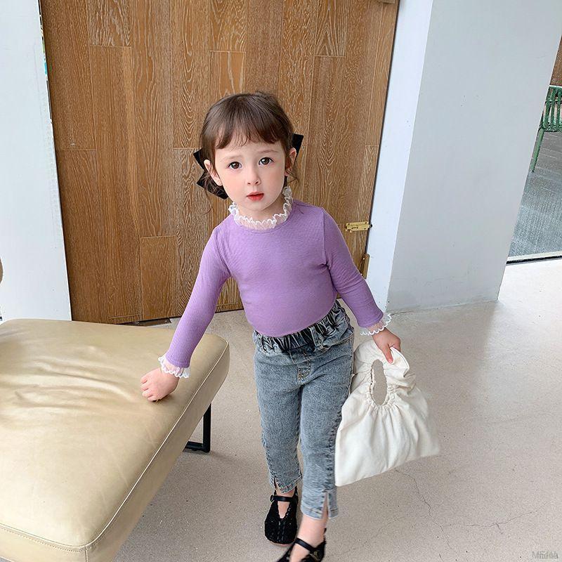 Áo Cổ Búp Bê Tay Dài Xinh Xắn Cho Bé Gái